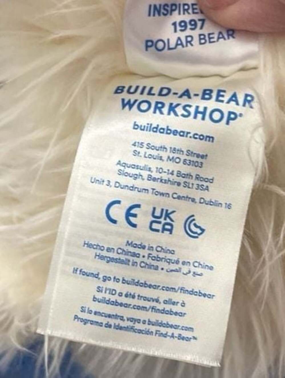 Build-A-Bear Workshop Shaggy Cream Polar Bear Plush, 25th Year 2007 Brown Eyes 1 - Picture 5 of 5